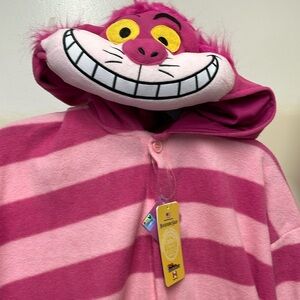 NWT Disney Brand Alice In Wonderland Cheshire Cat One Piece Costume Pajamas O/S